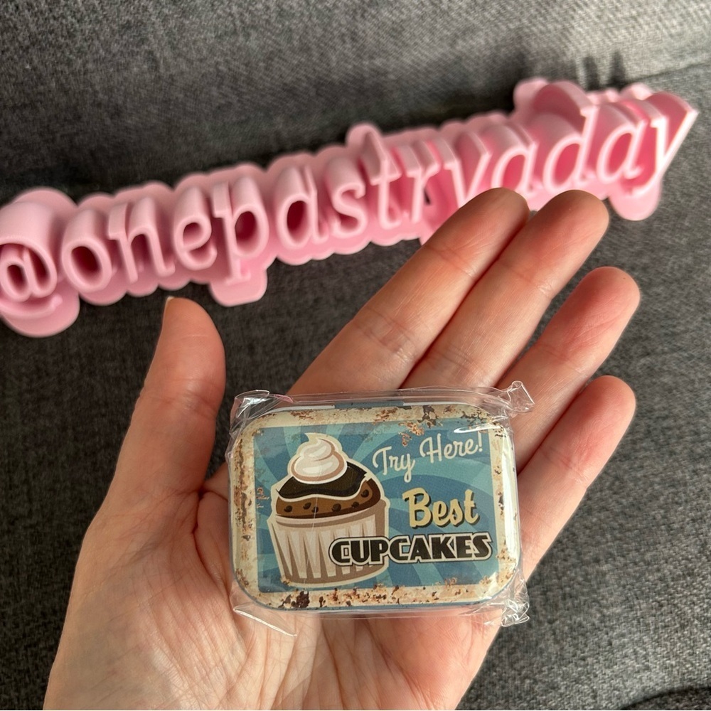 Blue Brown Cupcakes Mini Travel Tin Pill Jewelry Box